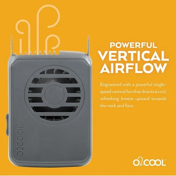 O2Cool Battery Powered Deluxe Necklace Fan in Gray - Picture 9 of 9